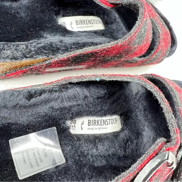 NWT Arizona Shearling Plaid Red Sandal by Birkenstock (B38-17)