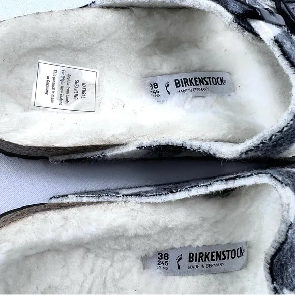 NWT Arizona Shearling Plaid White Sandal by Birkenstock