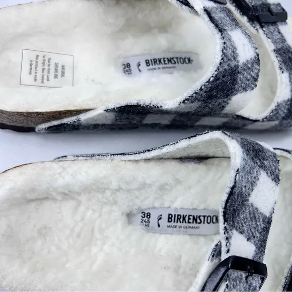 NWT Arizona Shearling Plaid White Sandal by Birkenstock