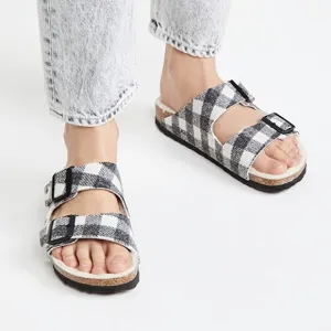 NWT Arizona Shearling Plaid White Sandal by Birkenstock