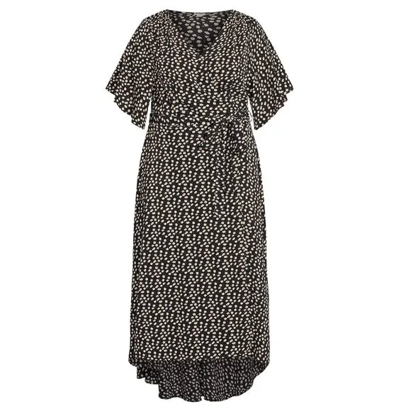 NWT Avenue Maxi Viv Wrap Ditsy Daisy Print Dress 14/16 = 1X