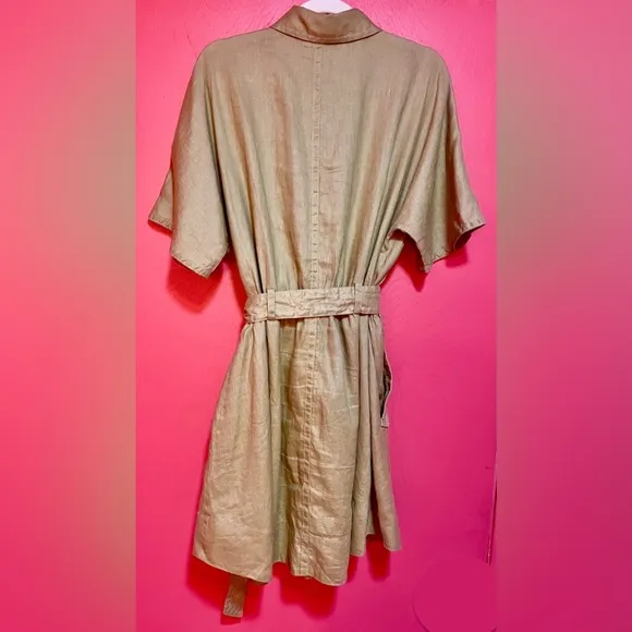 NWT Banana Republic Linen Utility Safari Shirt Dress Tan size Medium TALL