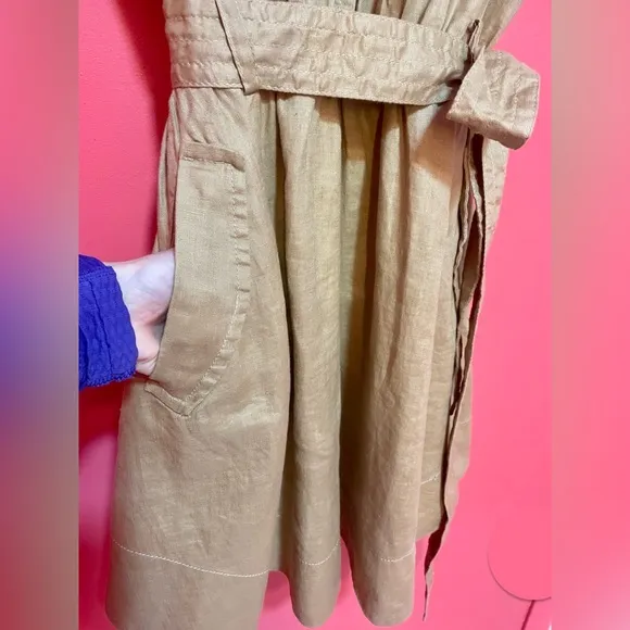 NWT Banana Republic Linen Utility Safari Shirt Dress Tan size Medium TALL
