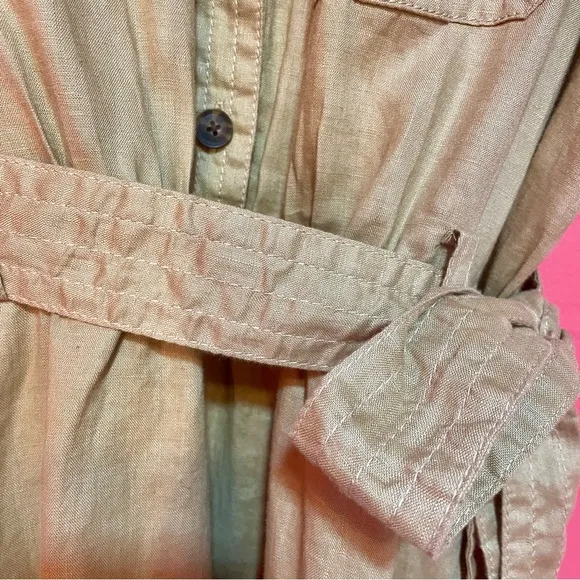 NWT Banana Republic Linen Utility Safari Shirt Dress Tan size Medium TALL