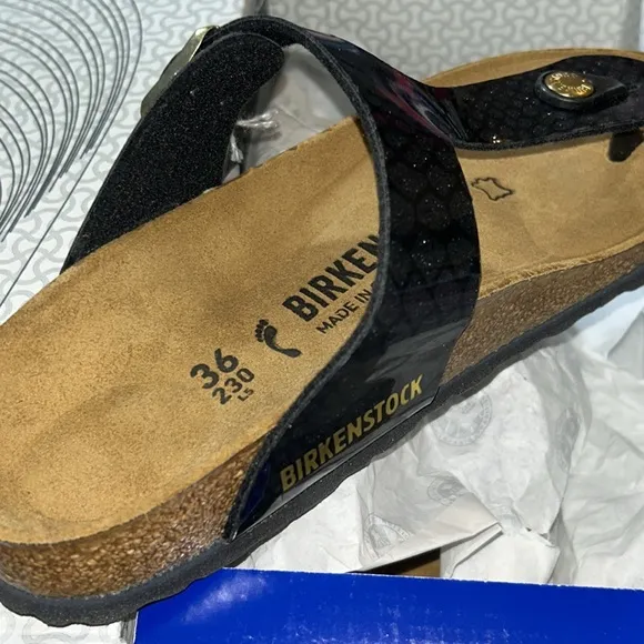 NWT BIRKENSTOCK GIZEH in MAGIC SNAKE BLACK size 36-5 Woman’s