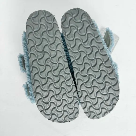 NWT Birkenstock Papillio Arizona Big Buckle Shearling fuzzy sandal blue 37/6