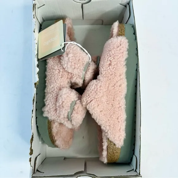NWT Birkenstock Papillio Arizona Big Buckle Shearling fuzzy sandal pink 39/8