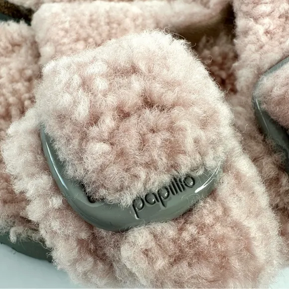 NWT Birkenstock Papillio Arizona Big Buckle Shearling fuzzy sandal pink 39/8