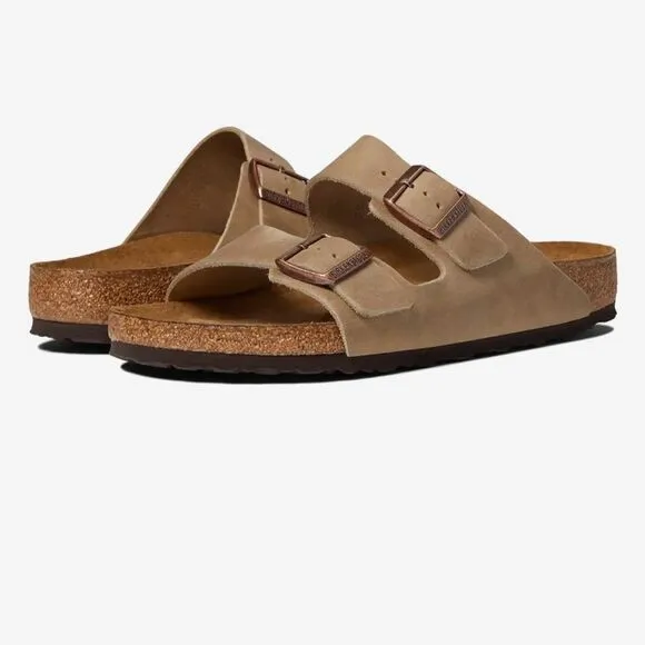 NWT Birkenstock Unisex Arizona Soft Footbed Oiled Leather Sandals - Tobacco