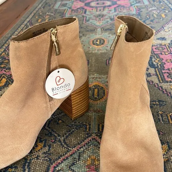 NWT Blondo Tasel waterproof suede heeled side zip ankle boots sz 8