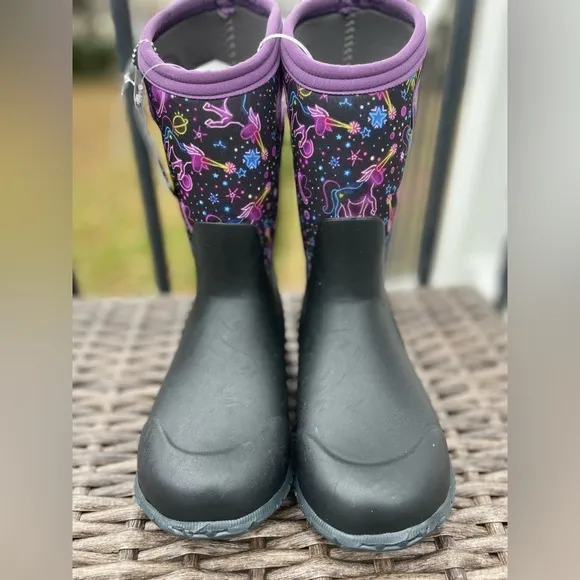 NWT - Bogs York Neon Unicorn Waterproof Rain/Snow Boots - Size 3