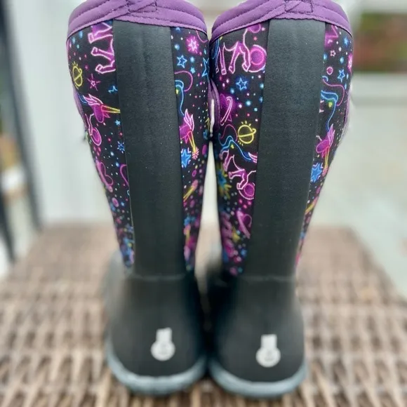 NWT - Bogs York Neon Unicorn Waterproof Rain/Snow Boots - Size 3