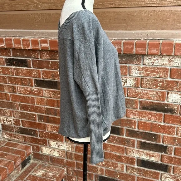 NWT Calme by Johnny Was Tunnel Drawstring Cropped Sweater in Gray