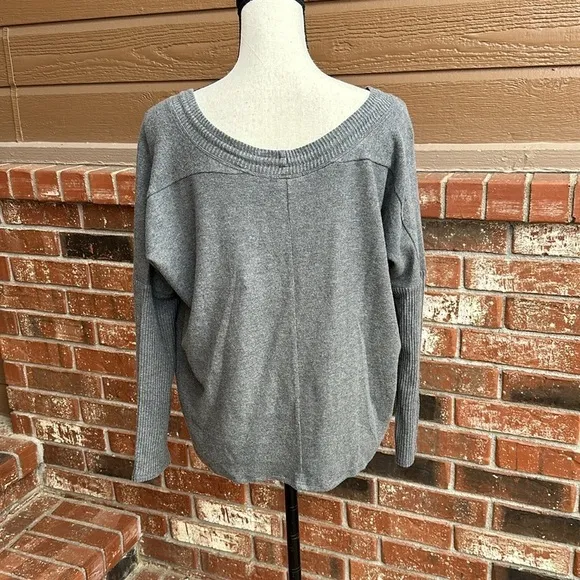 NWT Calme by Johnny Was Tunnel Drawstring Cropped Sweater in Gray