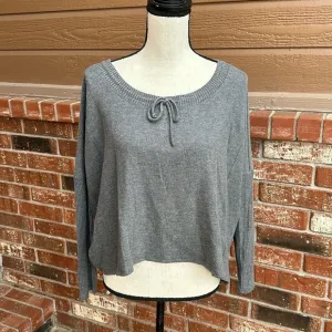 NWT Calme by Johnny Was Tunnel Drawstring Cropped Sweater in Gray