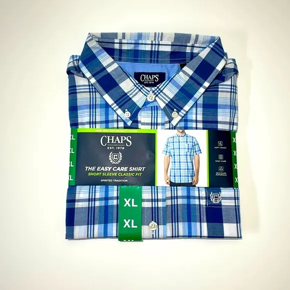 NWT CHAPS Men’s Easy Care Short Sleeve Classic Fit Size XL