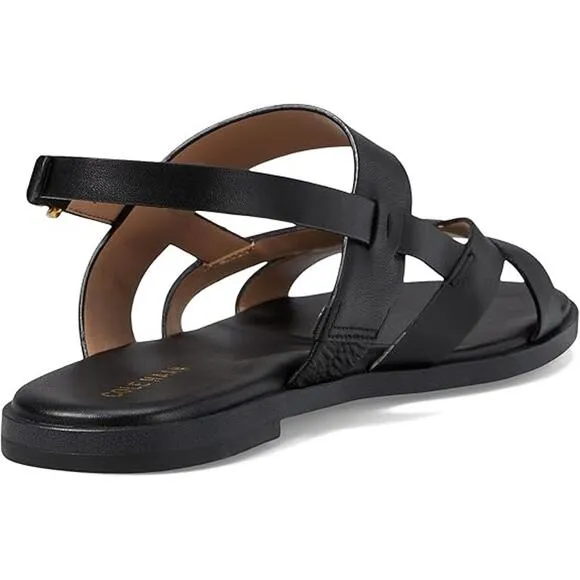 NWT Cole Haan Women's Fawn Flat Sandal, Black Leather-Size 7