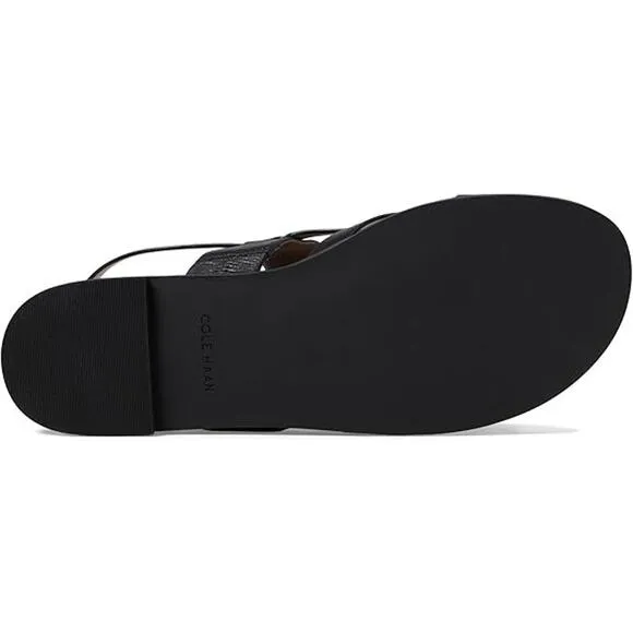 NWT Cole Haan Women's Fawn Flat Sandal, Black Leather-Size 7