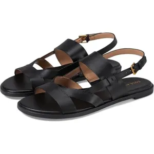 NWT Cole Haan Women's Fawn Flat Sandal, Black Leather-Size 7