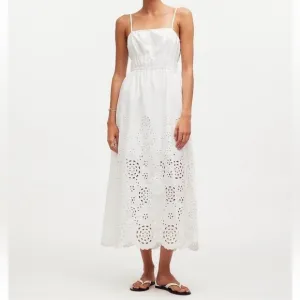 NWT - Embroidered Tank Midi Dress in Poplin - Size 10
