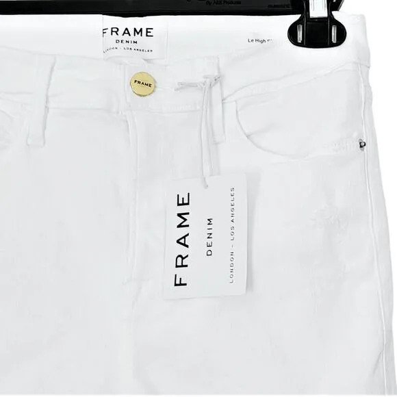 NWT Frame Women's  Le High Distressed High Rise White Denim Skinny Jeans