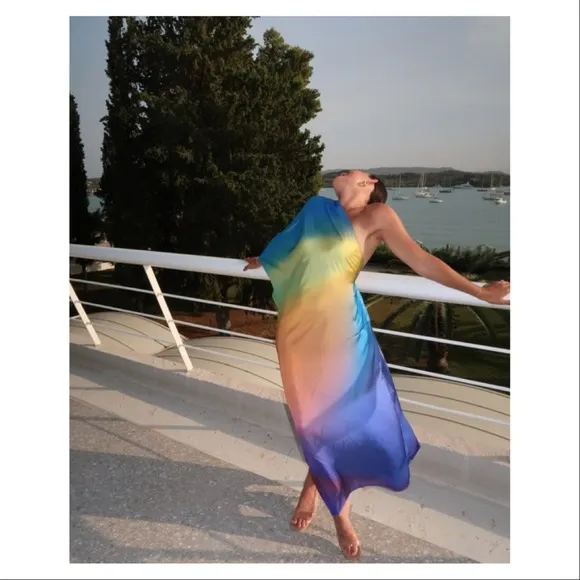NWT Free People x BAOBAB Papagayo Ombre One Shoulder Maxi Cabana Dress