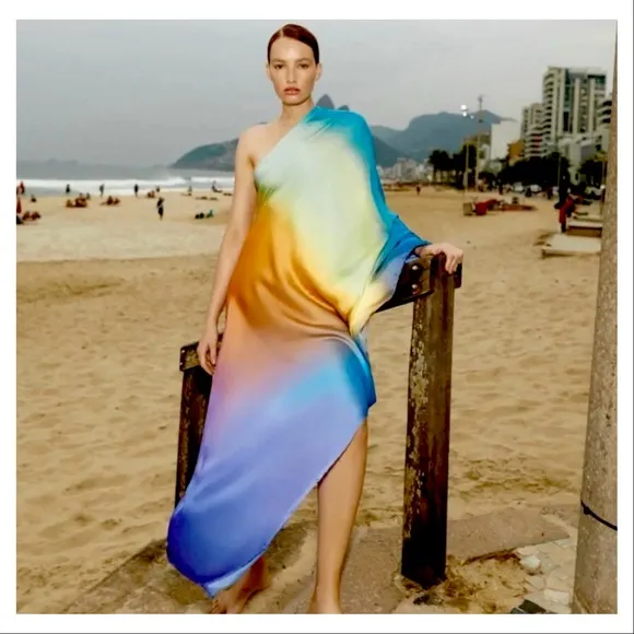 NWT Free People x BAOBAB Papagayo Ombre One Shoulder Maxi Cabana Dress