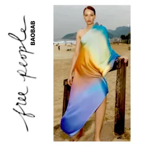 NWT Free People x BAOBAB Papagayo Ombre One Shoulder Maxi Cabana Dress