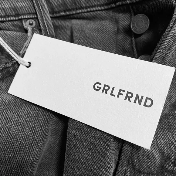 NWT GRLFRND Karolina busted knee gray denim high waist straight jean 32 new