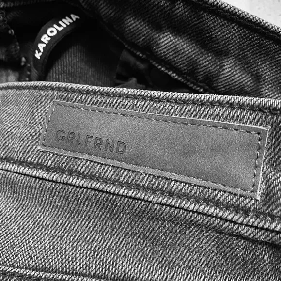 NWT GRLFRND Karolina busted knee gray denim high waist straight jean 32 new