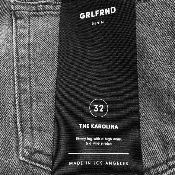 NWT GRLFRND Karolina busted knee gray denim high waist straight jean 32 new