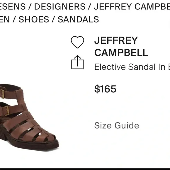 NWT Jeffrey Campbell Elective Sandal in Brown Crazy Horse