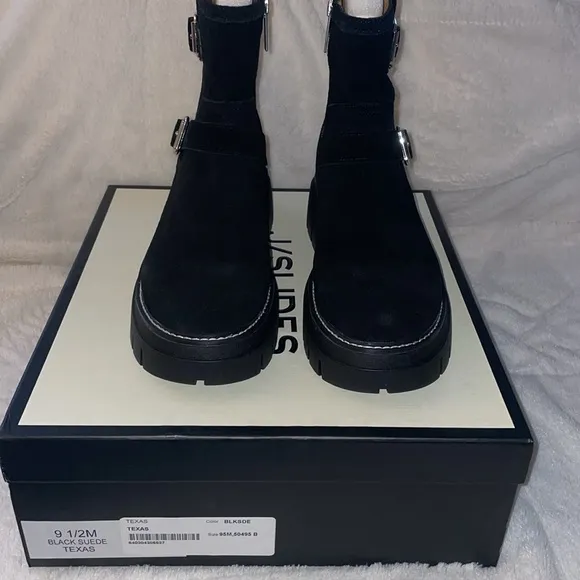 NWT J/SLIDES TEXAS Black Suede Boots