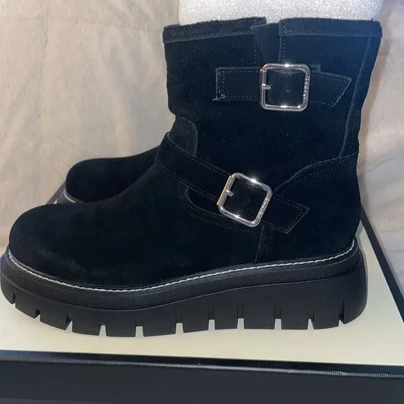 NWT J/SLIDES TEXAS Black Suede Boots