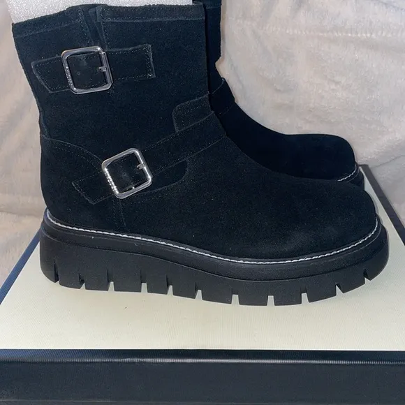 NWT J/SLIDES TEXAS Black Suede Boots
