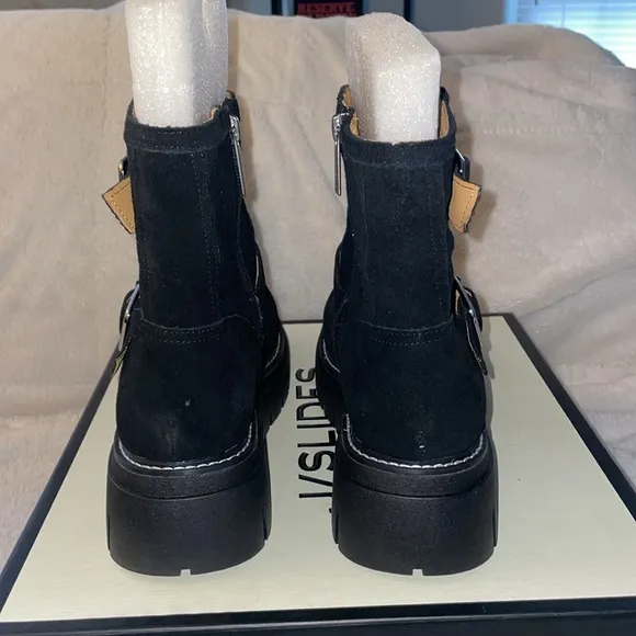 NWT J/SLIDES TEXAS Black Suede Boots