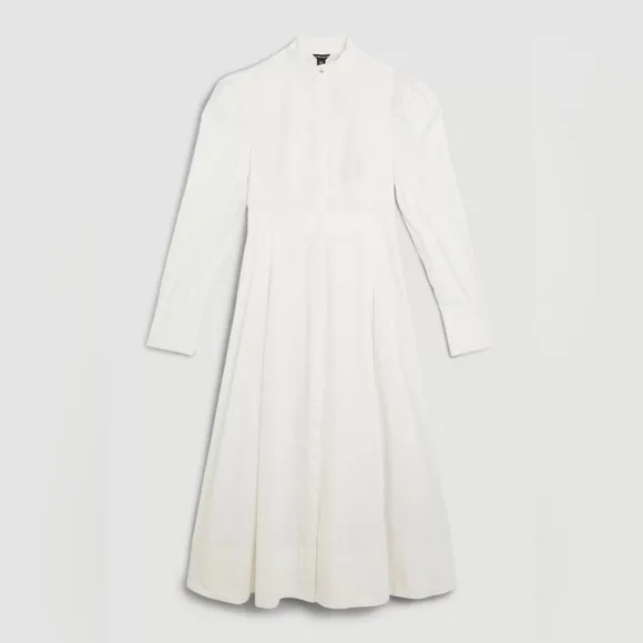 NWT Karen Millen x Lydia Petite Cotton Woven Midi Dress in Ivory