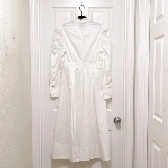 NWT Karen Millen x Lydia Petite Cotton Woven Midi Dress in Ivory