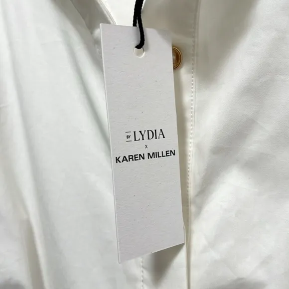 NWT Karen Millen x Lydia Petite Cotton Woven Midi Dress in Ivory