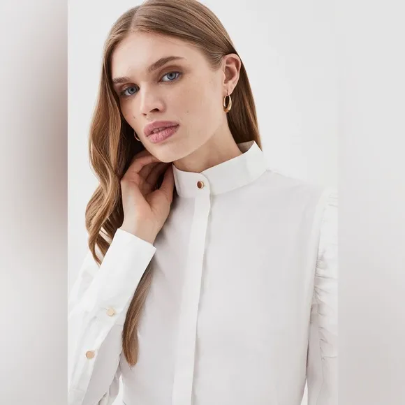 NWT Karen Millen x Lydia Petite Cotton Woven Midi Dress in Ivory