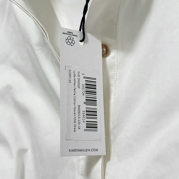 NWT Karen Millen x Lydia Petite Cotton Woven Midi Dress in Ivory