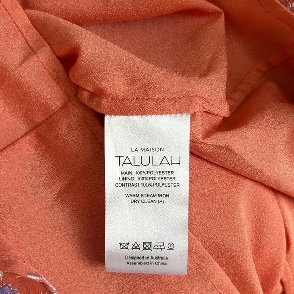 NWT LA MAISON TALULAH Sonder coral floral long sleeve ruffle midi dress Sz M