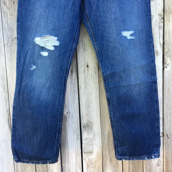 NWT Levi’s 501 Original High Rise Straight Leg Crop Jean Market Grammar Blue 28