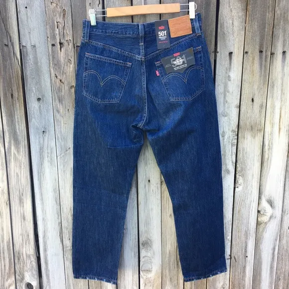 NWT Levi’s 501 Original High Rise Straight Leg Crop Jean Market Grammar Blue 28