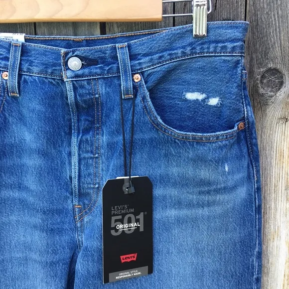 NWT Levi’s 501 Straight Leg Jeans Cotton Athens Dark Blue 30