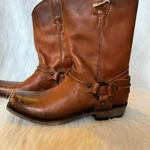 NWT Liberty Black Boots Harness Square Toe Boots Brown Size 6 Leather