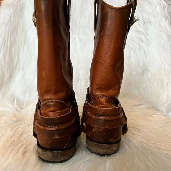 NWT Liberty Black Boots Harness Square Toe Boots Brown Size 6 Leather