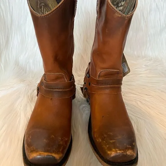 NWT Liberty Black Boots Harness Square Toe Boots Brown Size 6 Leather