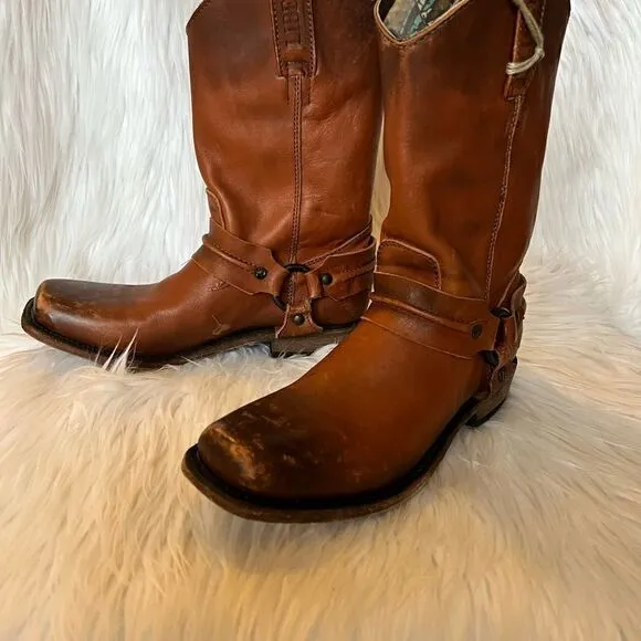 NWT Liberty Black Boots Harness Square Toe Boots Brown Size 6 Leather