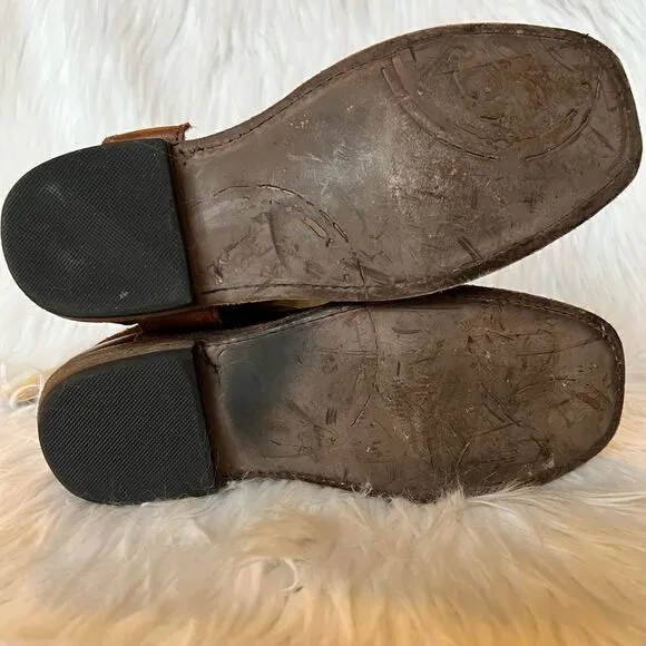 NWT Liberty Black Boots Harness Square Toe Boots Brown Size 6 Leather